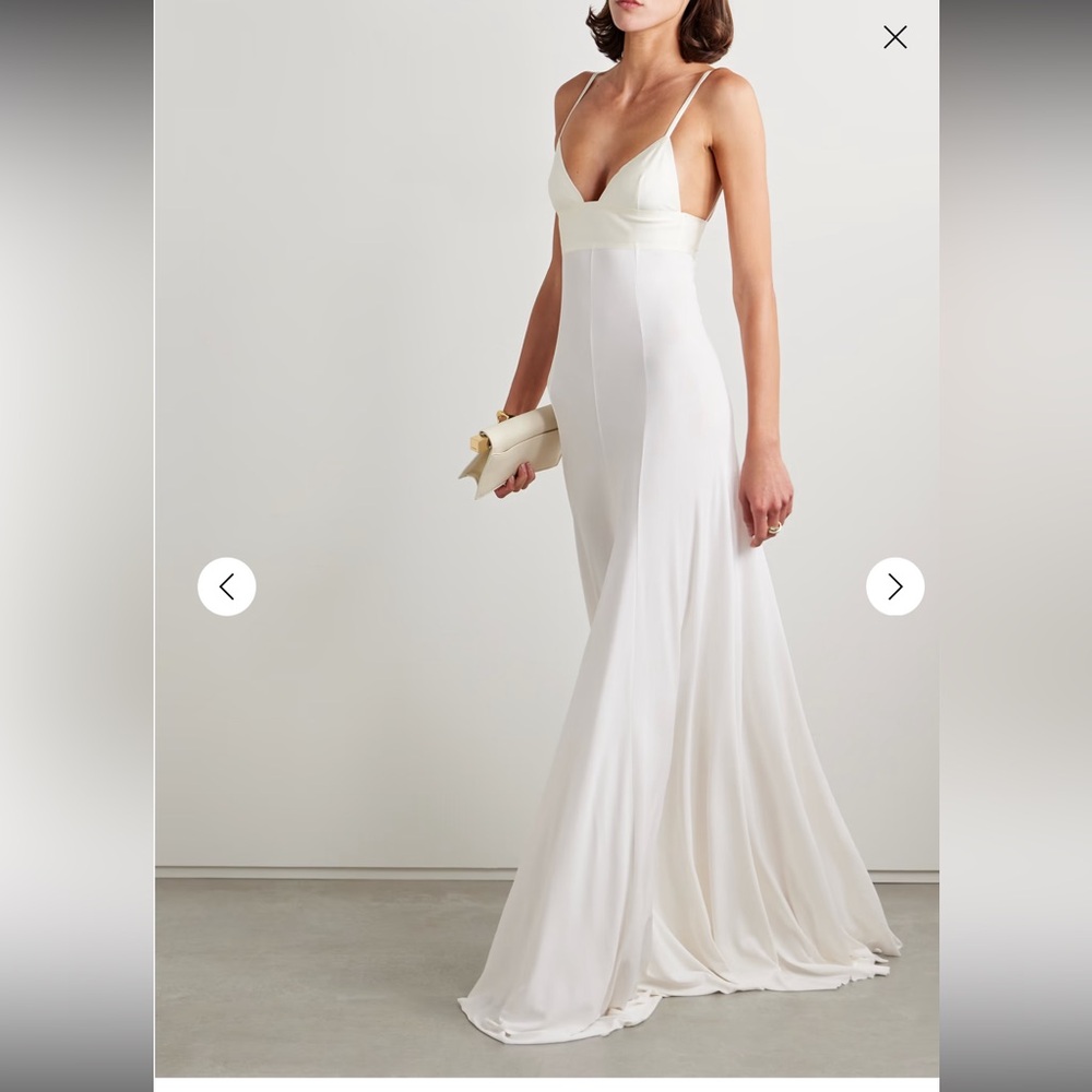 Jacquemus Spallina satin-trimmed stretch-crepe gown